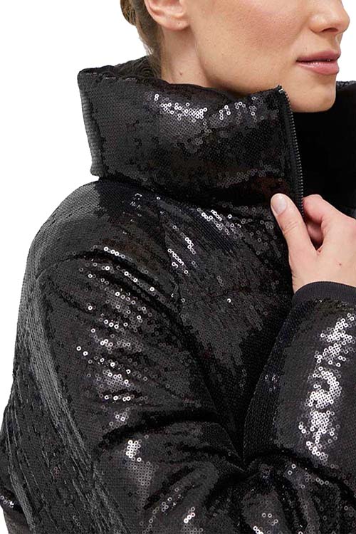 Black Sequin Puffer Jacket