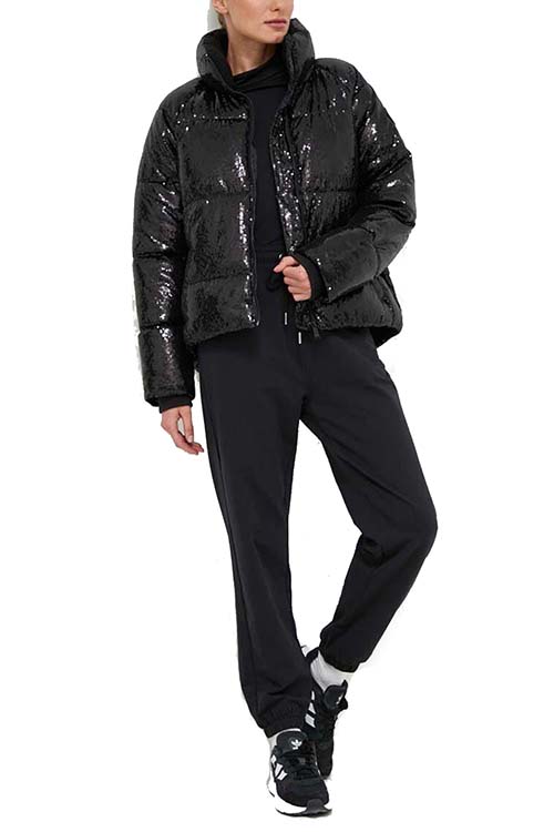 Black Sequin Puffer Jacket