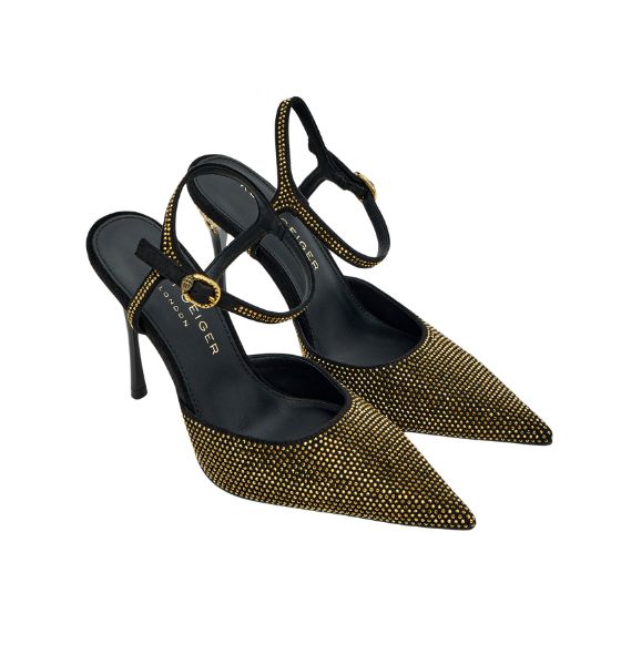 Black/Gold Mayfair Point Ankle Strap