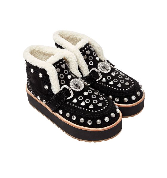 Black Suede Mansion Cosy Boots