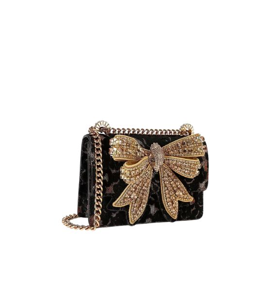 Black Suede Bow Small Shoreditch Bag