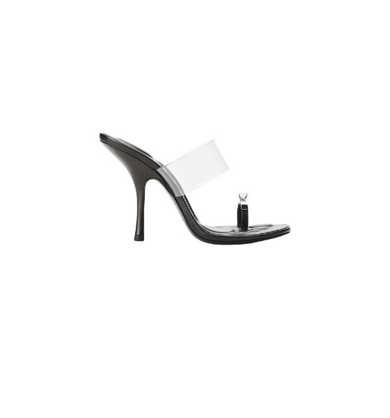 Black Bianca 105mm Sandal w/ Crystal Toe Ring