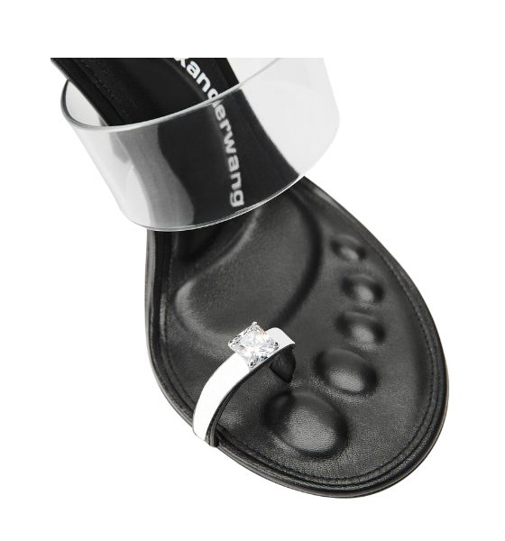 Black Bianca 105mm Sandal w/ Crystal Toe Ring