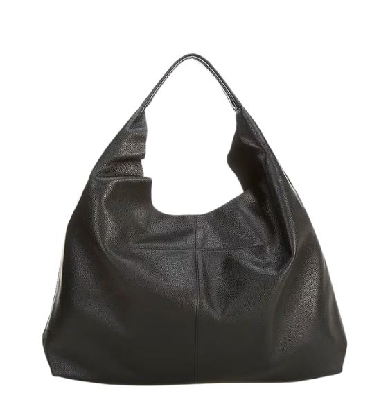 Black Leather Chelsea Large Slouch Hobo Bag