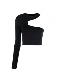 Cut-Out Black Seamless Shirt