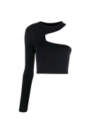 Cut-Out Black Seamless Shirt