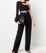 Cut-Out Black Seamless Shirt