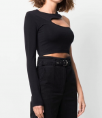 Cut-Out Black Seamless Shirt