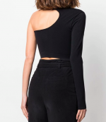 Cut-Out Black Seamless Shirt