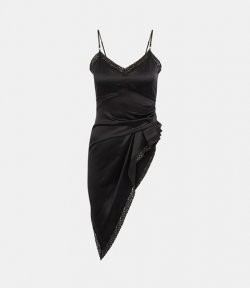 Solid Draped Cami Lace Black Top