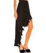 Asymmetric Black Denim Skirt