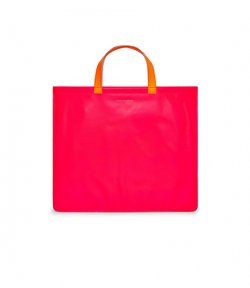 Super Fluo Pink & Yellow Leather Tote Bag