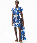 'Roses' Blue T-shirt Dress