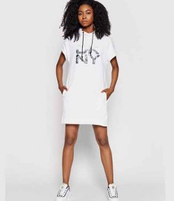 Sport White Logo Hooded Sweatdress