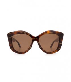 Turtle Gold Printed Logo Balenciaga Eyewear