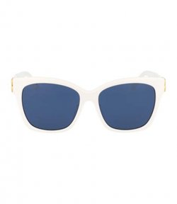 White Gold Logo Blue Lens Balencaga Eyewear