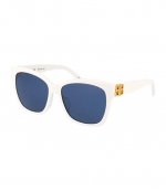 White Gold Logo Blue Lens Balencaga Eyewear