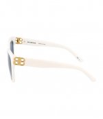 White Gold Logo Blue Lens Balencaga Eyewear