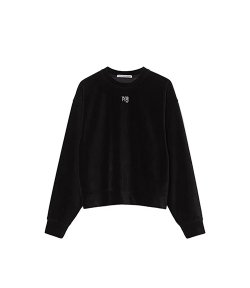 Crewneck Black Sweatshirt With Hotfix Logo