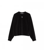 Crewneck Black Sweatshirt With Hotfix Logo