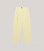 Light Yellow Summer Suiting Pleated Straight Trousers