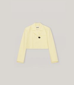 Light Yellow Summer Suiting Cropped Blazer