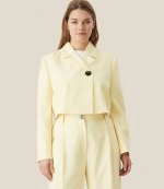 Light Yellow Summer Suiting Cropped Blazer