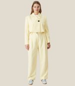Light Yellow Summer Suiting Cropped Blazer