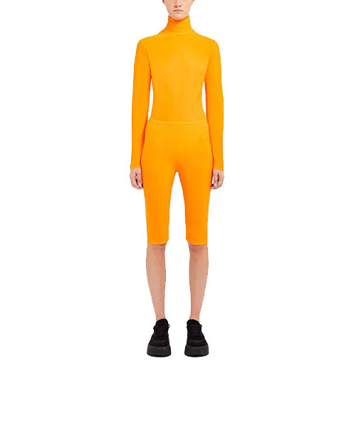 Orange Lycra Fitted Shorts