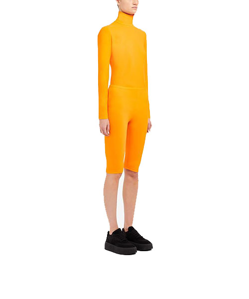 Orange Lycra Fitted Shorts