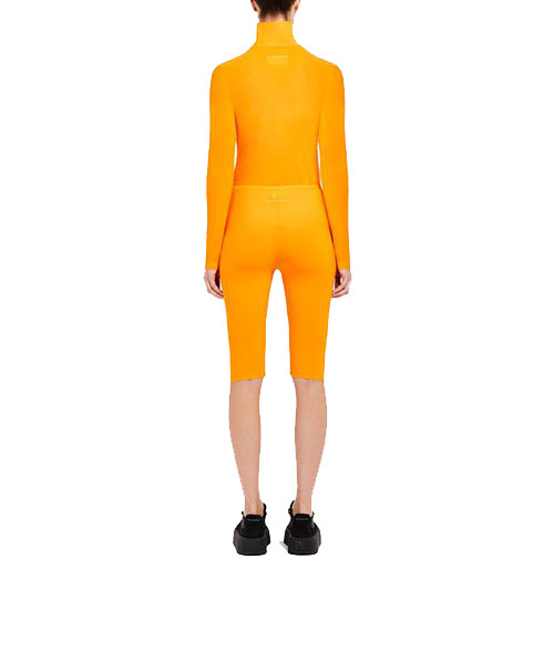 Orange Lycra Fitted Shorts