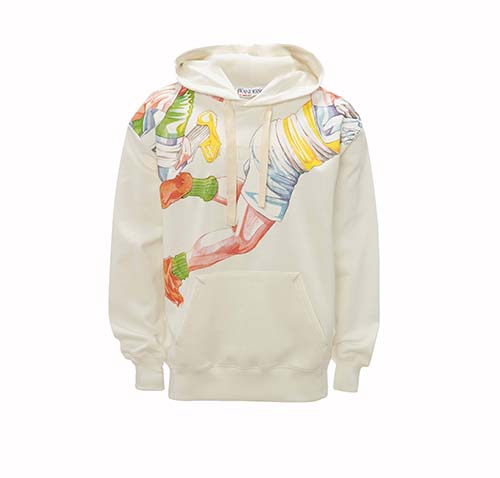 Classic Rugby Print Hoodie Off White