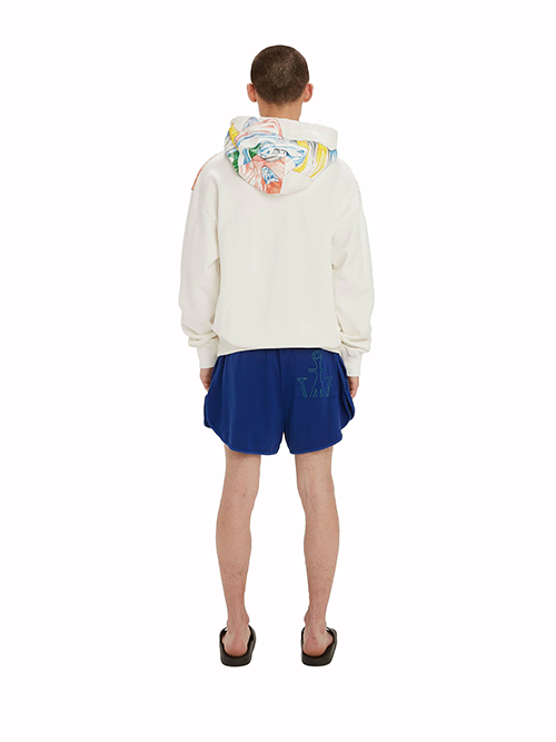 Classic Rugby Print Hoodie Off White