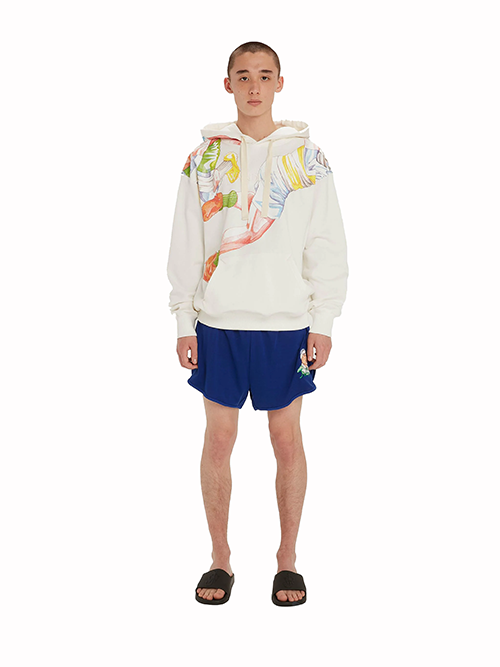 Classic Rugby Print Hoodie Off White