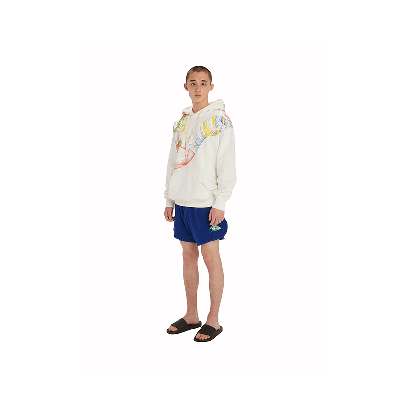 Classic Rugby Print Hoodie Off White