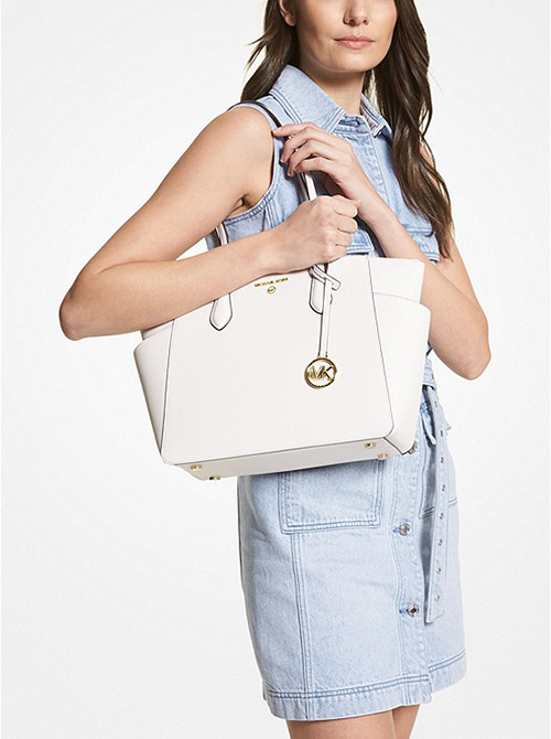 Marylin Optic White Leather Tote