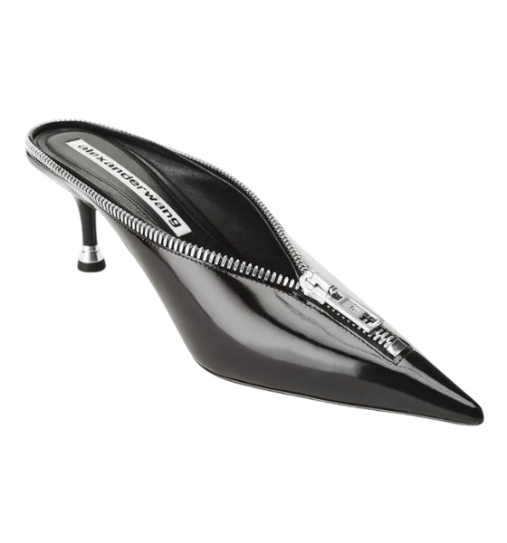 Black Akila Zip 65mm Closed Toe Mules