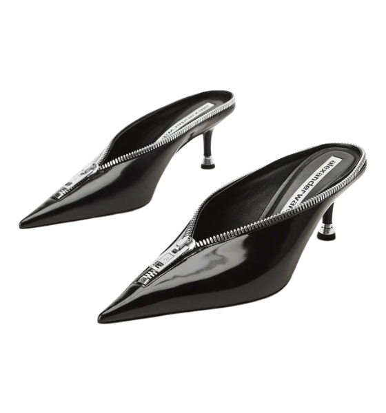 Black Akila Zip 65mm Closed Toe Mules