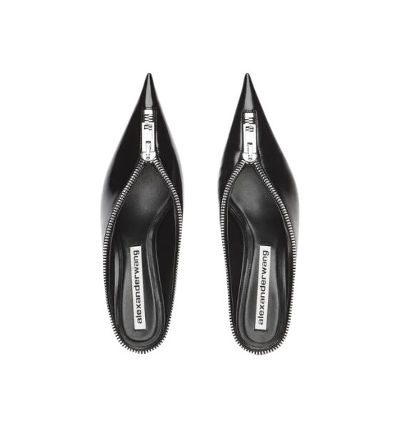 Black Akila Zip 65mm Closed Toe Mules