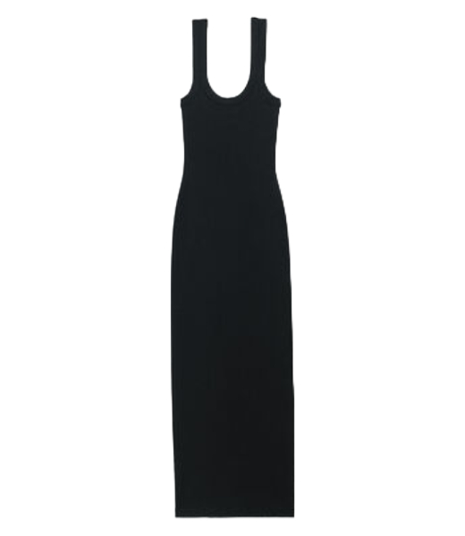 Black Maxi Tank Dress With Embossed Logo