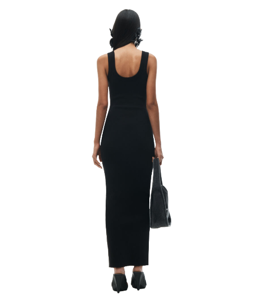 Black Maxi Tank Dress With Embossed Logo