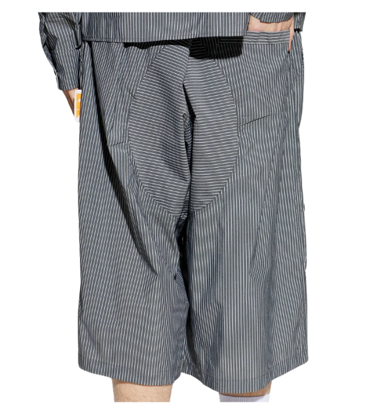 Grey Slouch Shorts Stripes