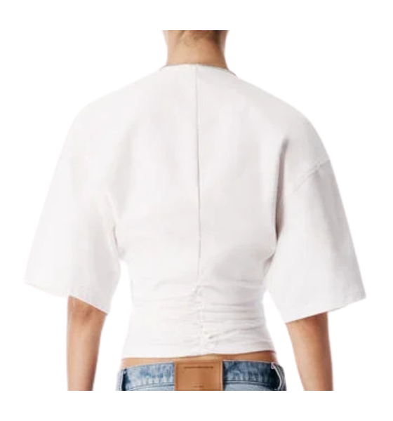 Gathered White T-Shirt W/ Continuous Loop