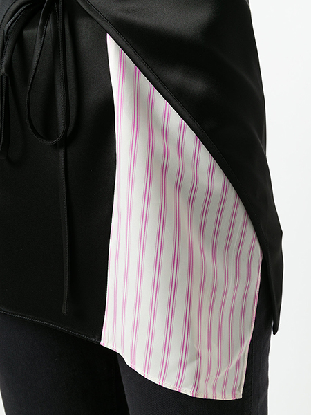 ALEXANDER WANG HEAVY DRAPE SATIN w/STRIPE COMBO SLVLESS TOP