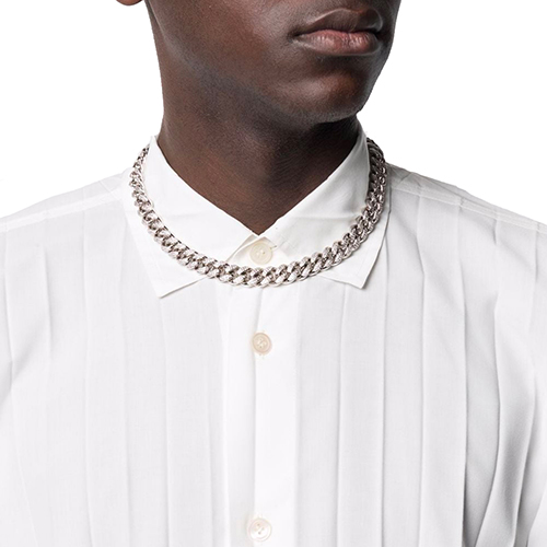 Cuban Pave Silver Necklace