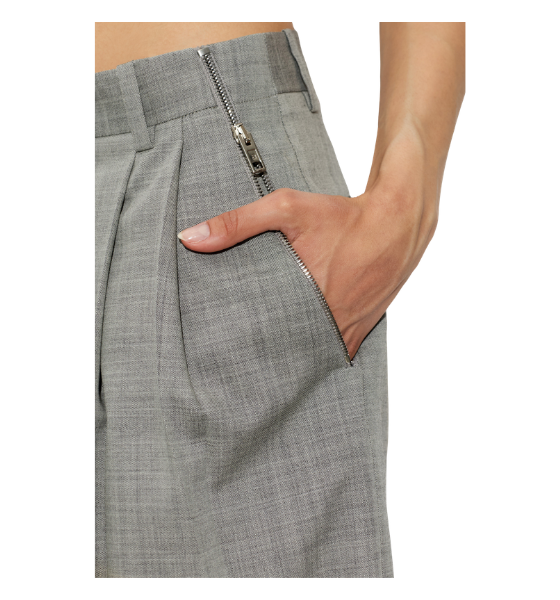 Light Grey Mid-Raised Tailored Pants W/ Side Zippers