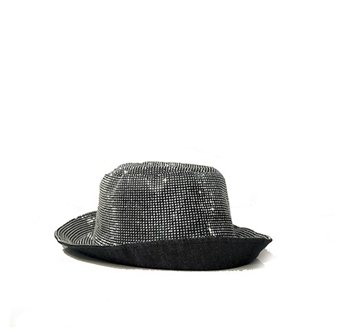 Black Bucket Hat With Crystal