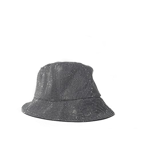 Black Bucket Hat With Crystal