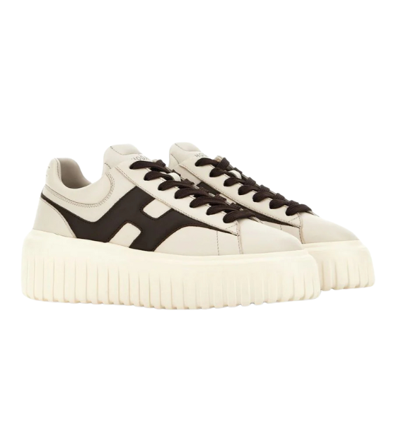 Cream/Brown H-Stripes Allacciato H Spezzata