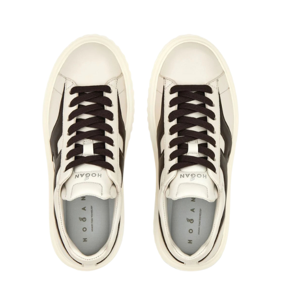Cream/Brown H-Stripes Allacciato H Spezzata